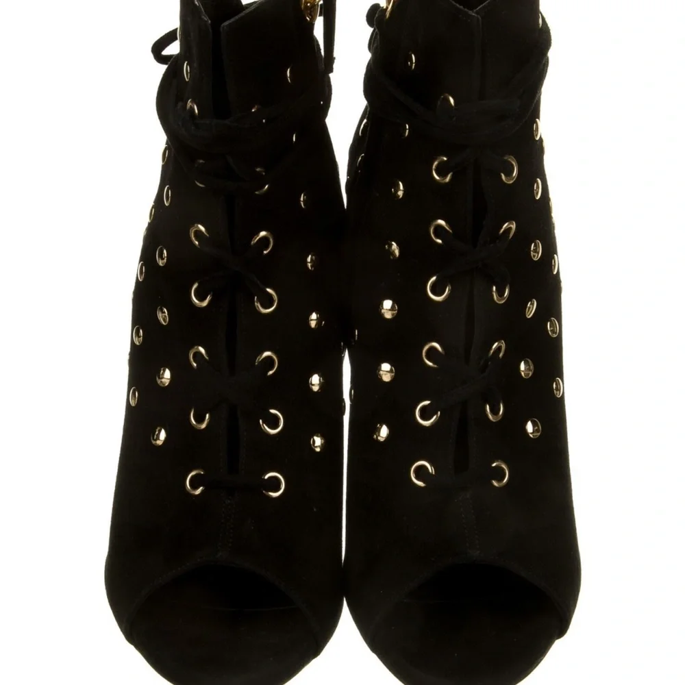 Giuseppe Zanotti Black Suede Alien Peep Toe Booties
